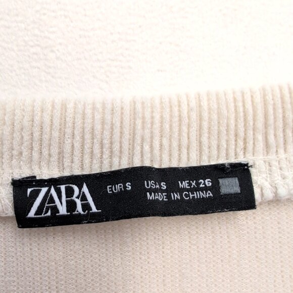 Zara Cropped Ribbed Crewneck Sweater - Size S - Picture 4 of 10